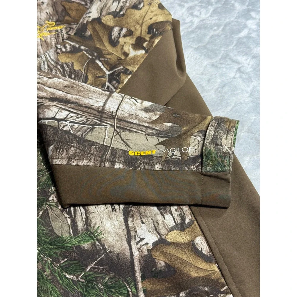 Realtree Xtra Camo Hunting Jacket Mens Large Scent Factor Softshell Full Zip